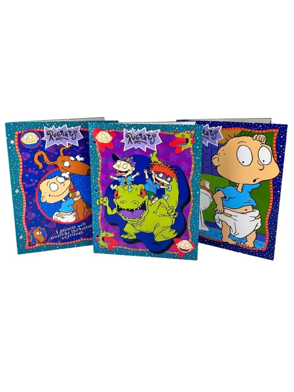 Rugrats Vintage Set of 3 School Paper Folders Tommy 90s Reptar Nickelodeon